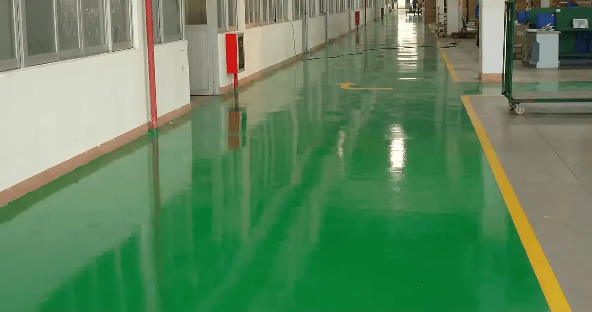A factory floor professionally covered and marked with epoxy flooring in Portland, OR